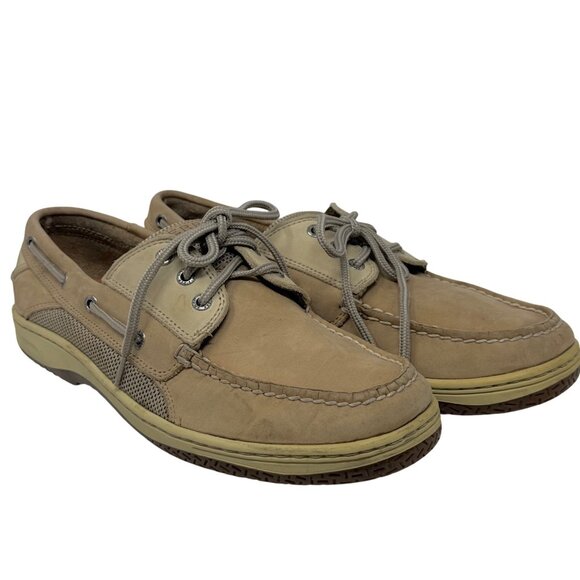 Sperry Topsider Men's Tan Leather and Nylon Billfish 3-Eye Boat Shoes Size 11 - Picture 3 of 11